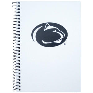 spiral bound 5x7 white notebook with Penn State Athletic Logo